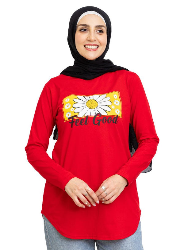 Racing Red Printed Long - Sleeve Design 13 - Khotwh